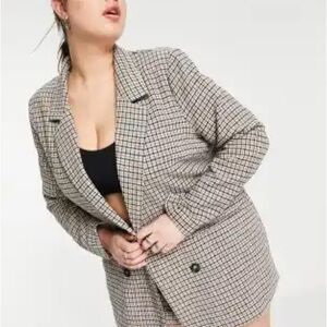 ASOS Cream and Black Blazer Classic Double-Breasted